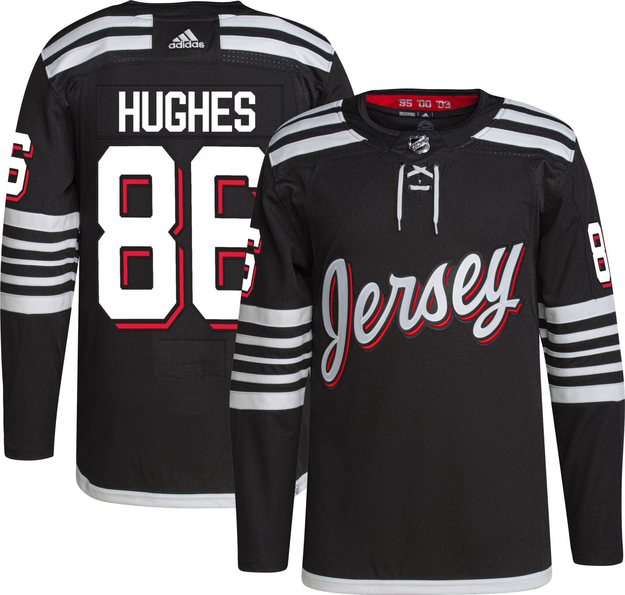 Men's New Jersey Devils Jack Hughes adidas White Reverse Retro 2.0  Authentic Player Jersey