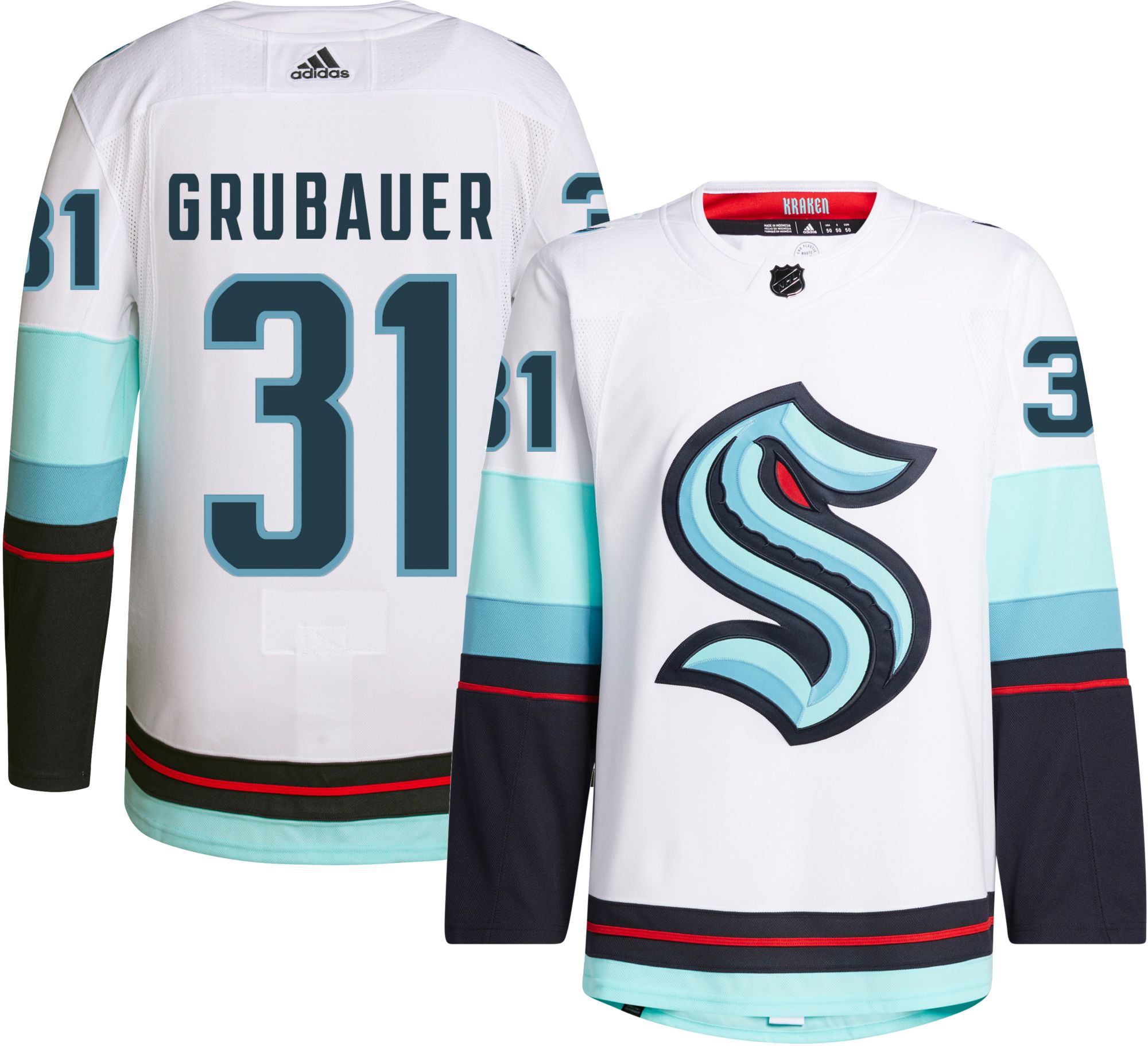 adidas ’22 Seattle Kraken Philipp Grubauer #31 ADIZERO Authentic Away Jersey, Men’s | Black Friday Deal