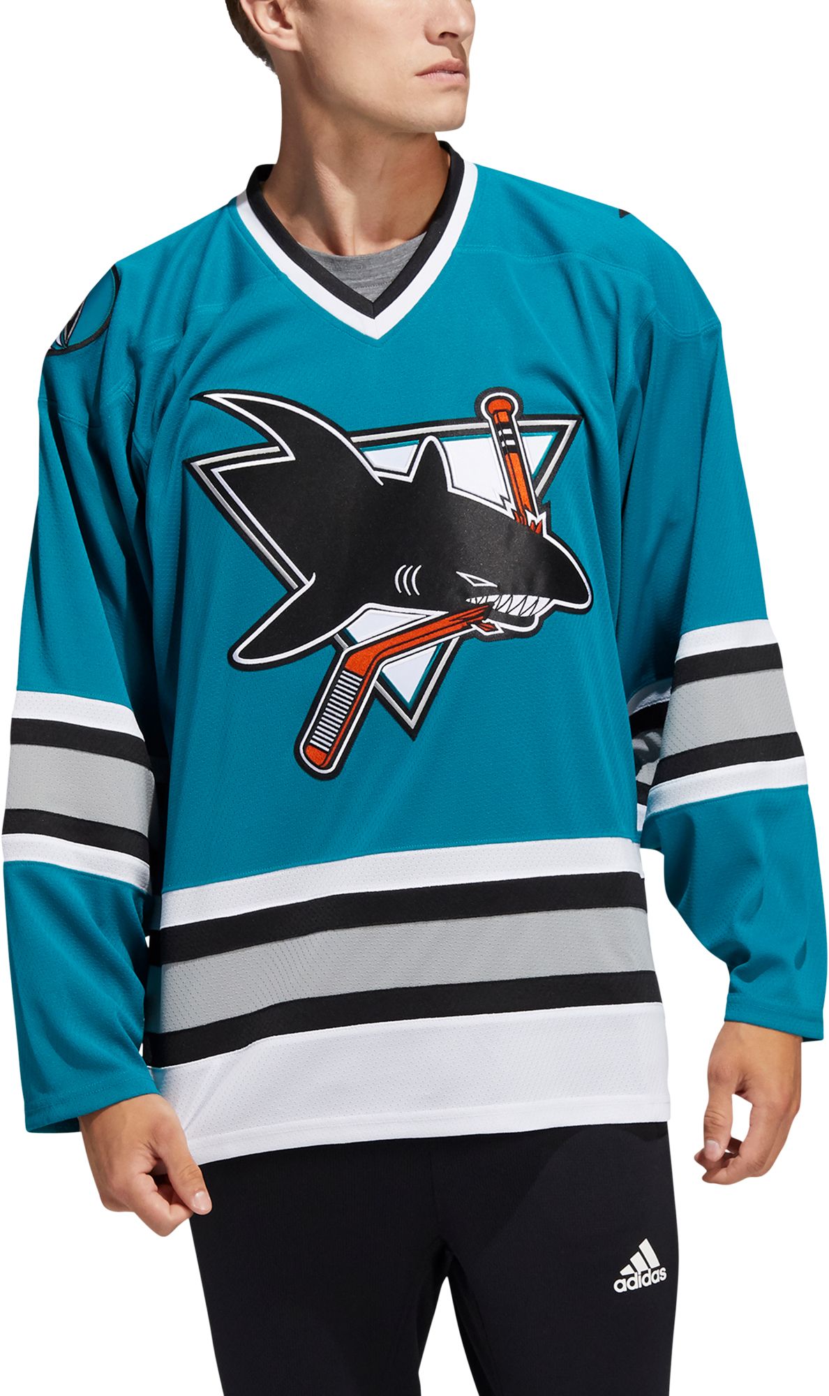 Men's CCM Black San Jose Sharks Jersey Pullover Hoodie