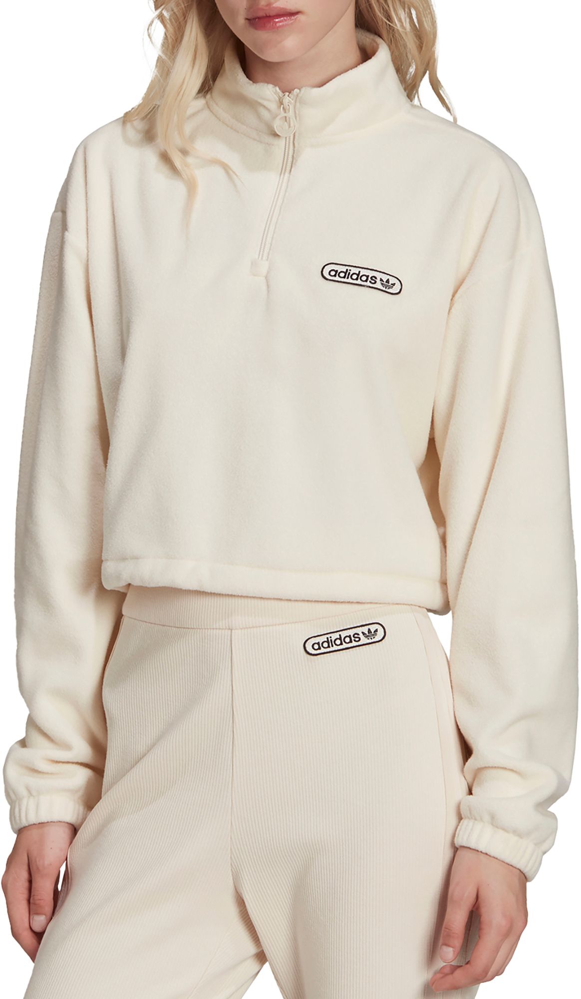 adidas Originals Women's Retro Luxury 1/4 Zip Cropped Sweater