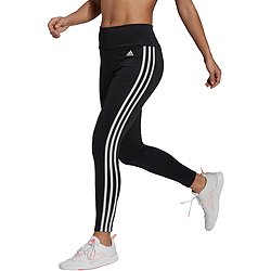 adidas Womens Lightweight High Rise 3-Stripe Mesh 7/8 Leggings (Small,  Black/White) 