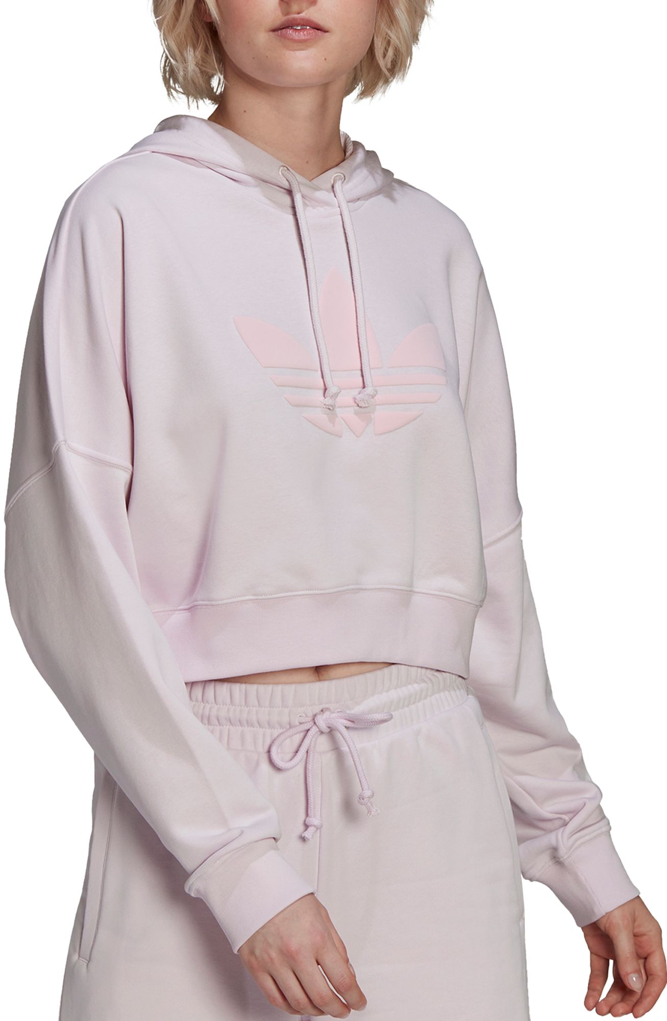 Adidas cropped hoodie online rosa