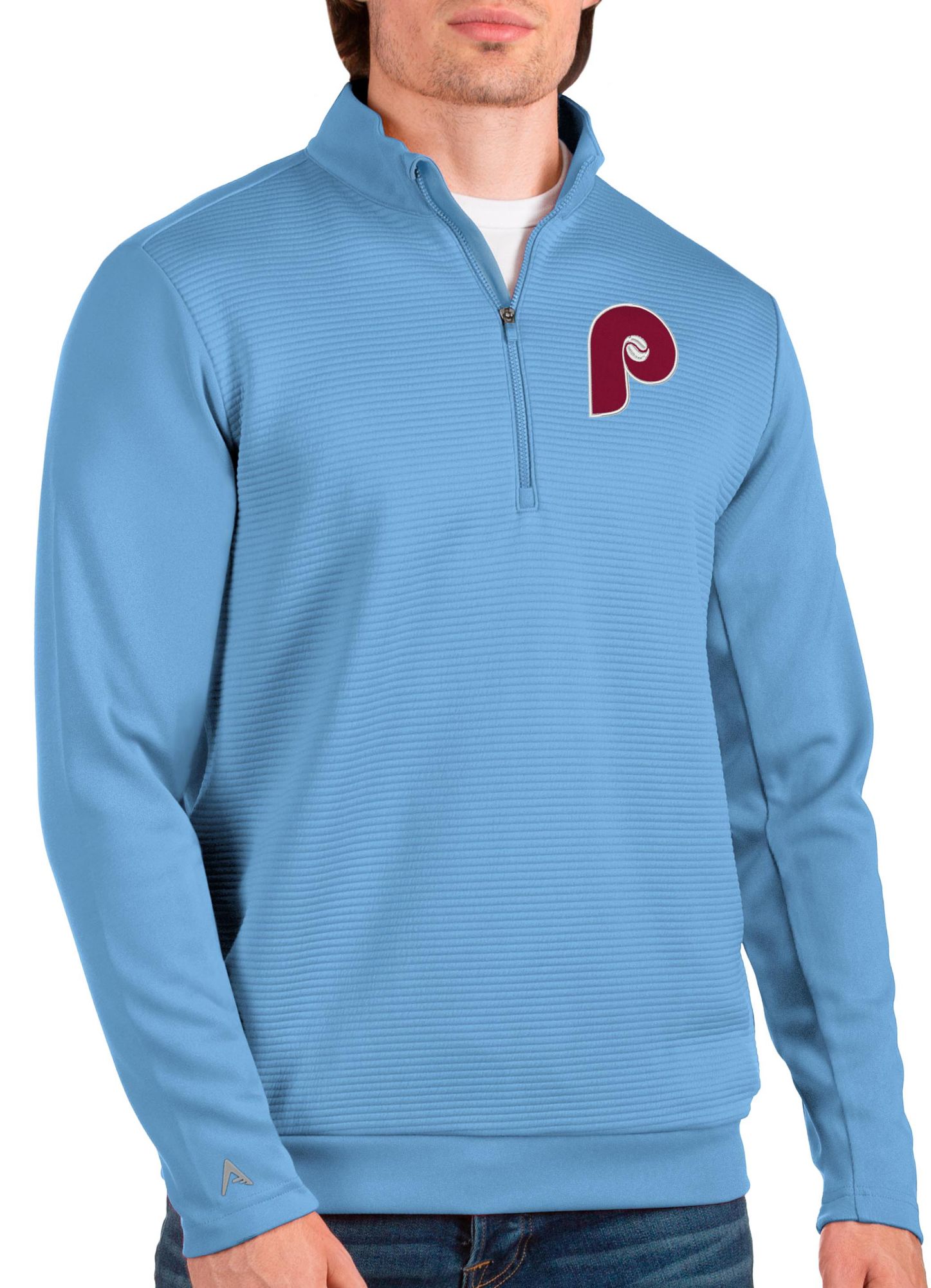 Antigua Apparel / Men's Philadelphia Phillies Light Blue Quarter-Zip  Pullover