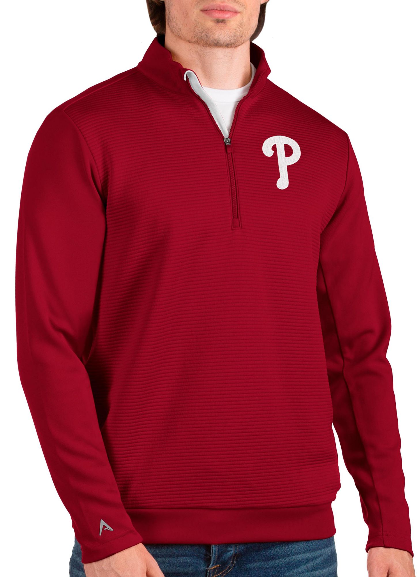 Men's Antigua Red Philadelphia Phillies Victory Pullover Hoodie