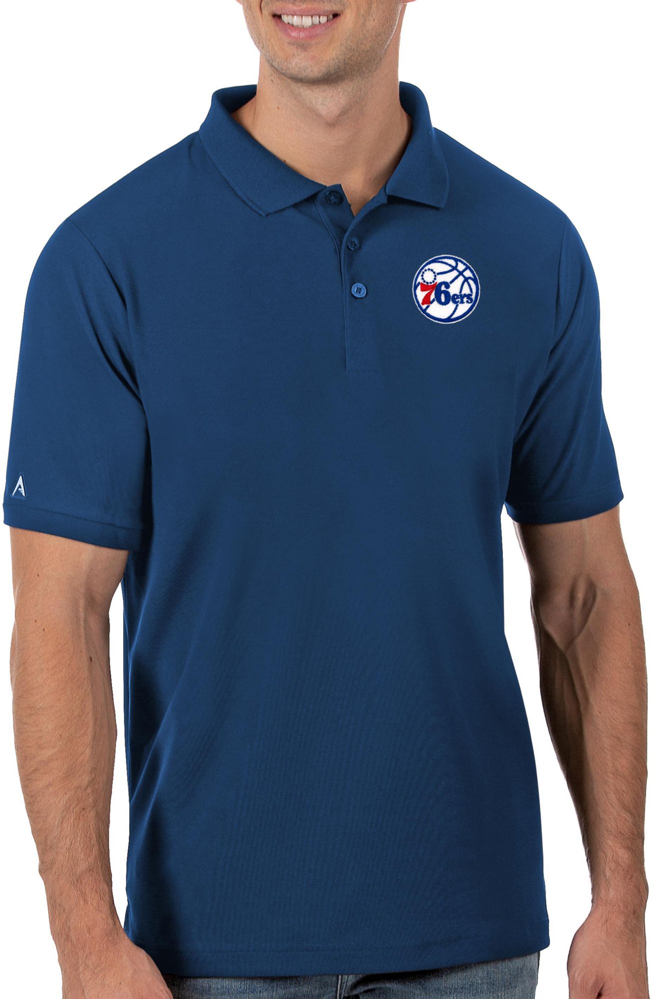 Antigua Men's Philadelphia 76ers Royal Legacy Polo