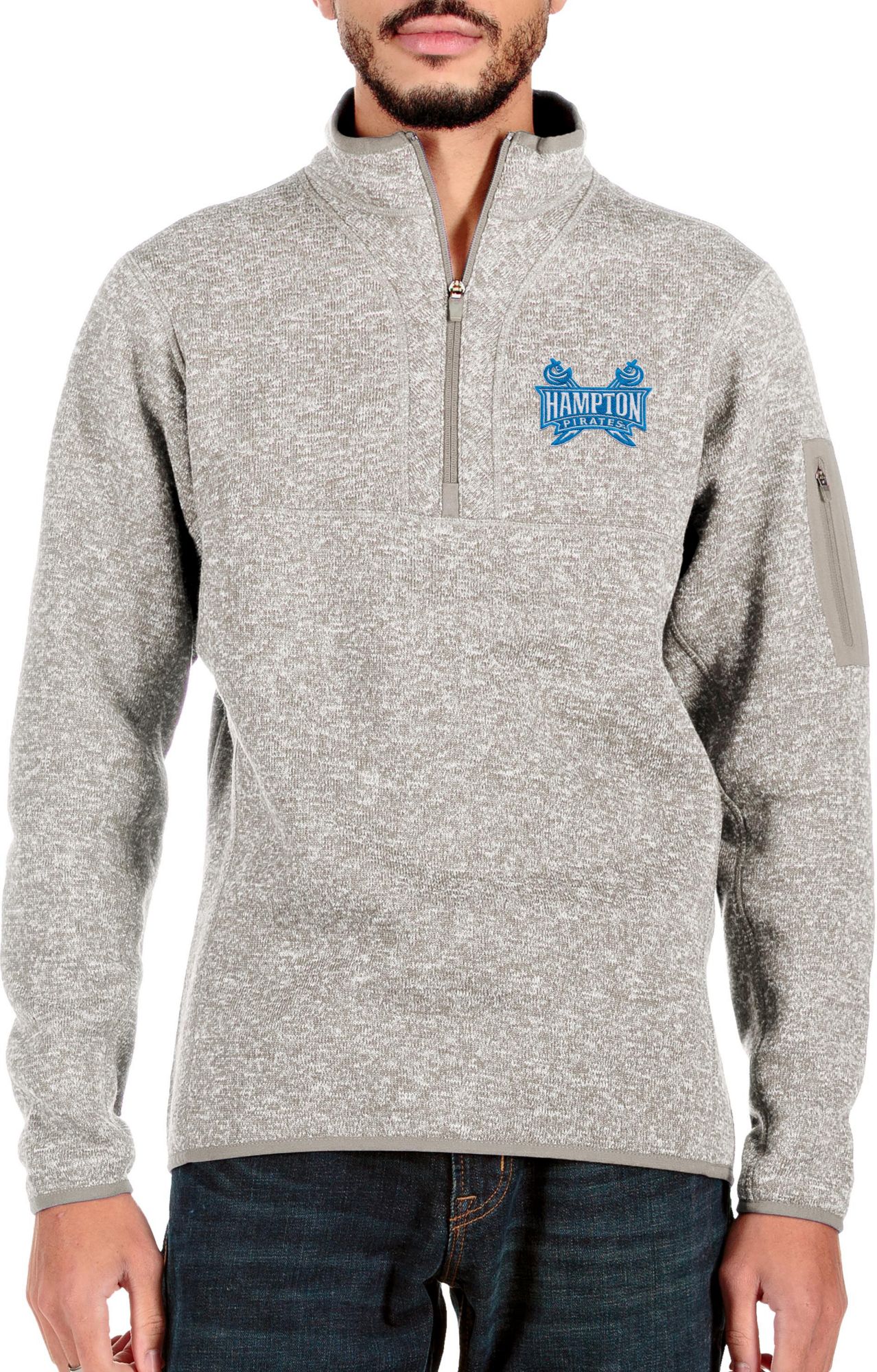 Antigua Men's Hampton Pirates White Fortune 1/4 Zip Pullover