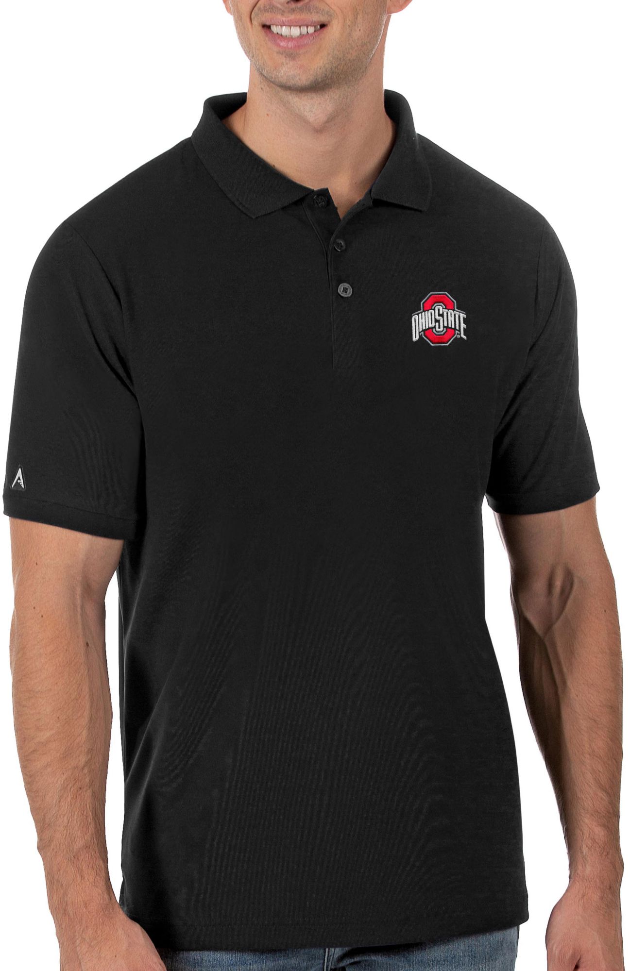Antigua Men's Ohio State Buckeyes Black Legacy Pique Polo