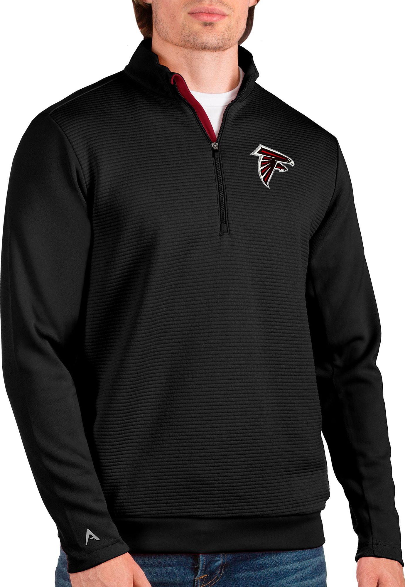 Antigua Apparel / Men's Atlanta Falcons Vanquish Black Quarter-Zip Pullover