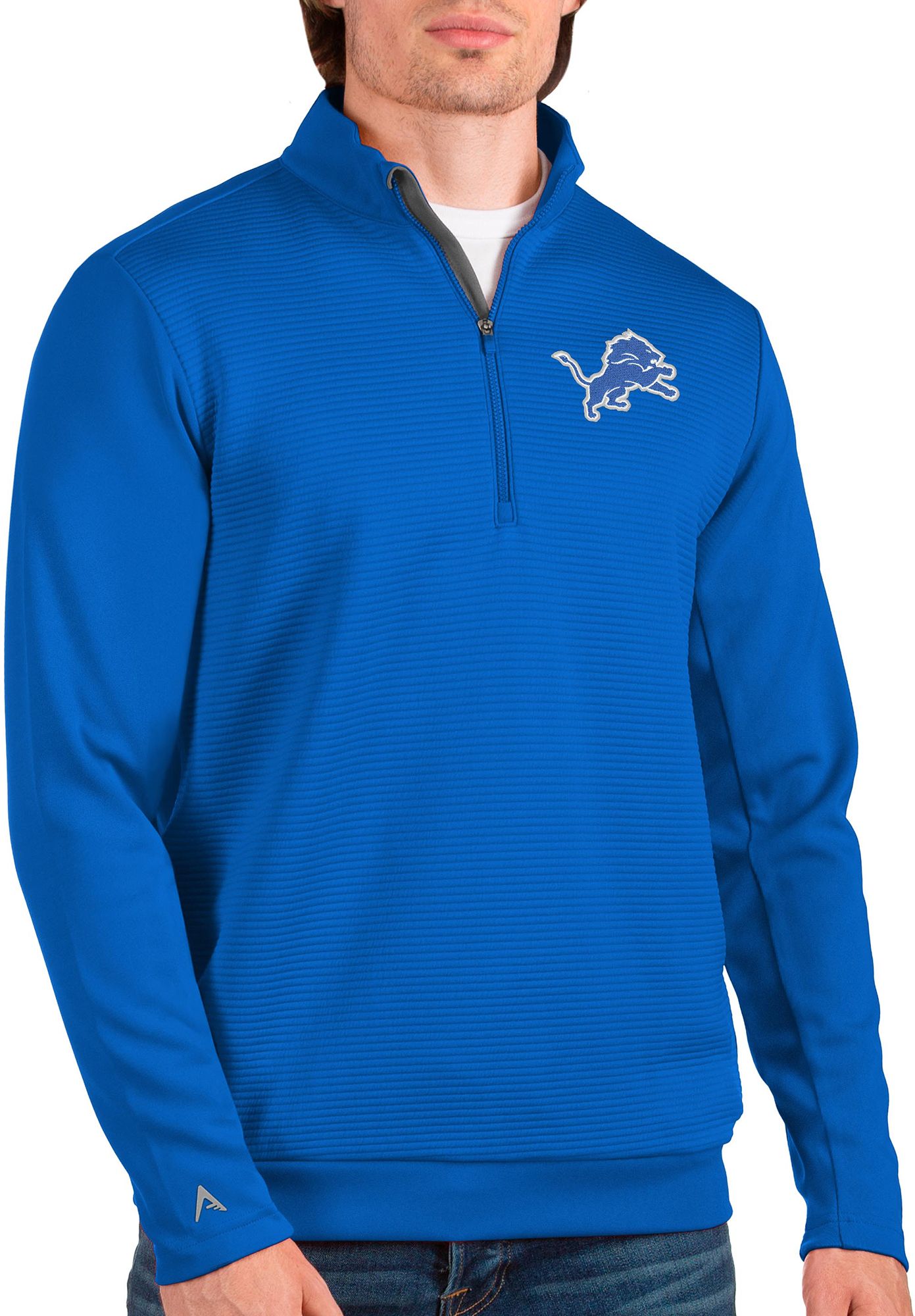 Antigua Apparel / Men's Detroit Lions Vanquish Blue Quarter-Zip