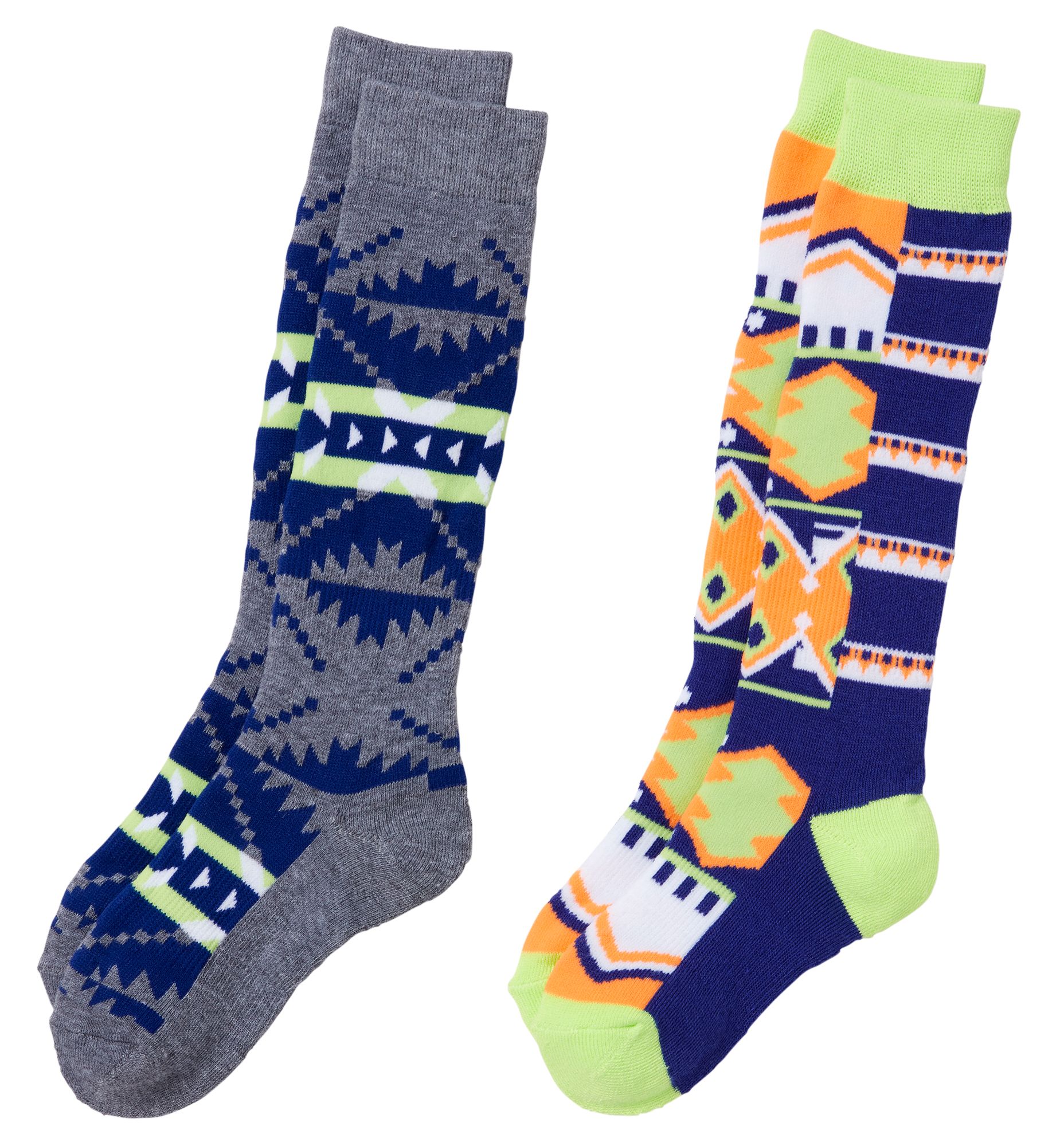 Alpine Design Youth Snow Sport Socks  2 Pack, Grey Multi