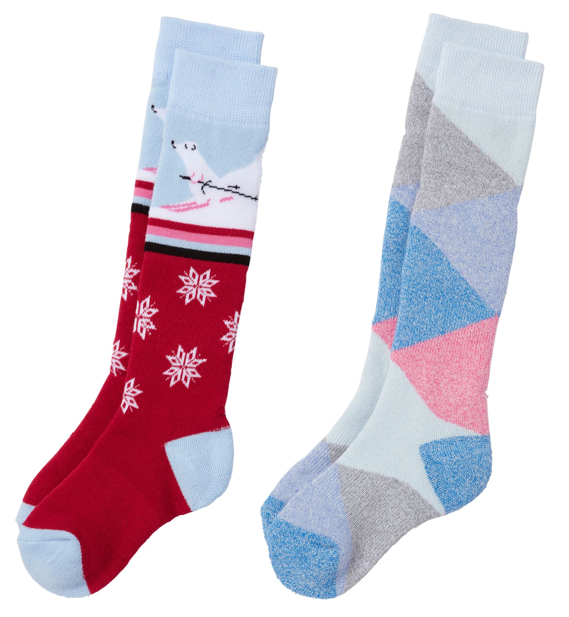 Alpine Design Youth Snow Sport Socks  2 Pack, Pink/Snow