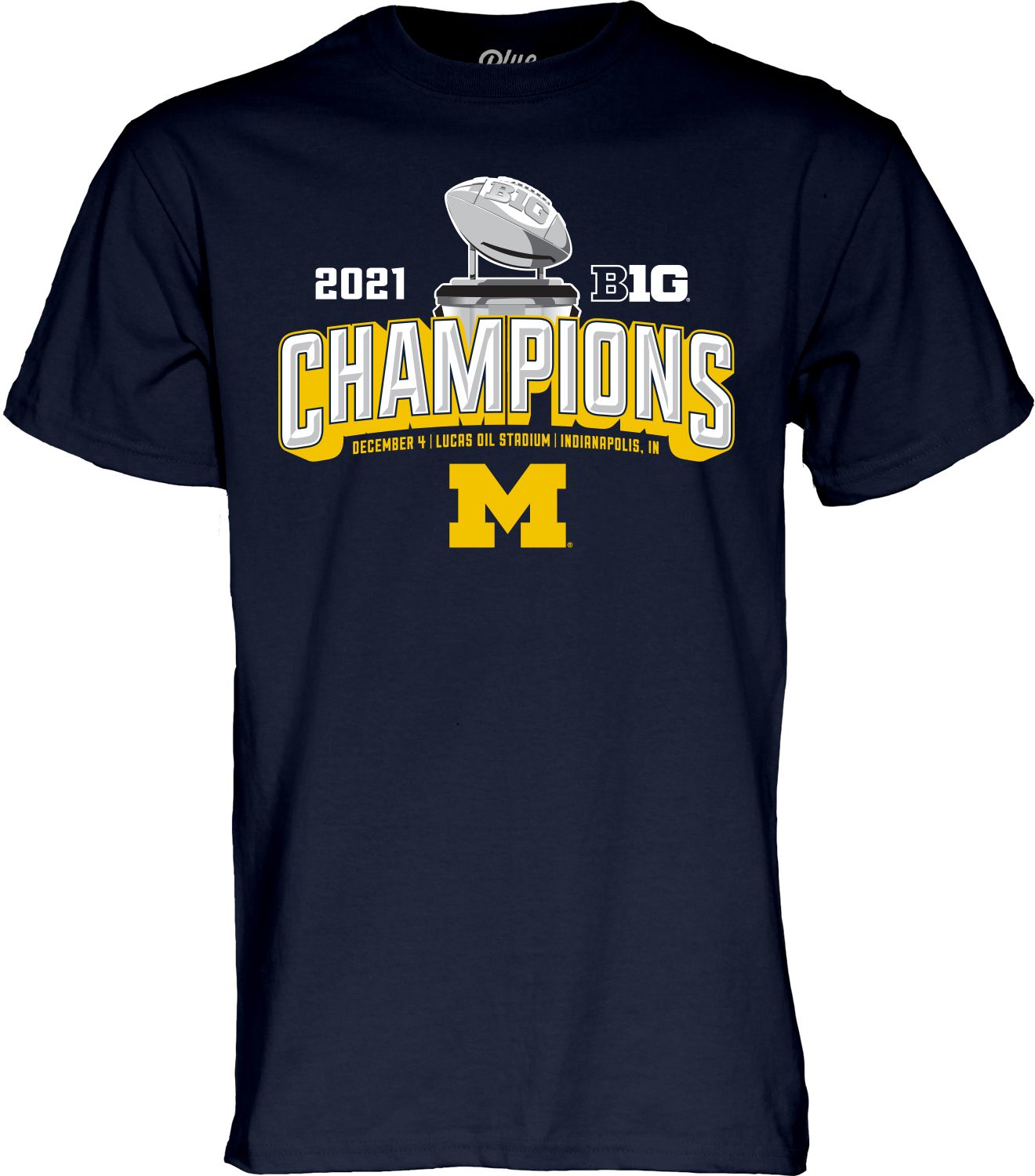 Blue 84 Men's 2021 Big Ten Football Champions Michigan Wolverines Locker Room T-Shirt