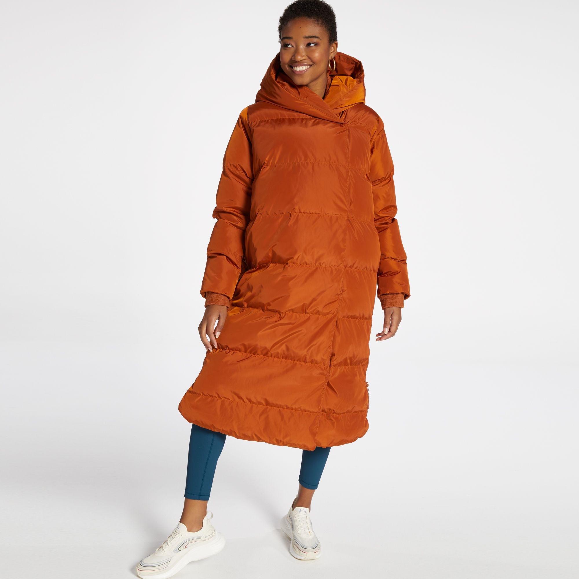 Long orange best sale puffer coat