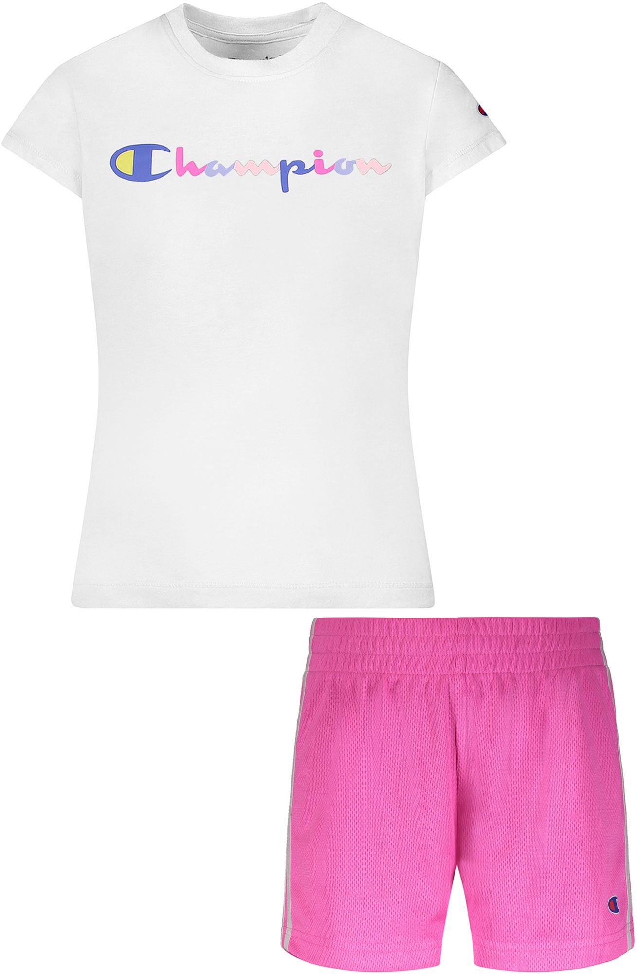 Little Girls Watercolor T Shirt and Mesh Shorts Set