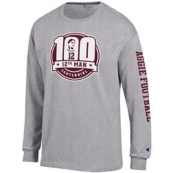 Champion Men's Texas A&M Aggies Grey ‘12th Man' Centennial Long Sleeve T-Shirt