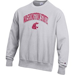 Champion Men's Washington State Cougars Grey Reverse Weave Crew Pullover Sweatshirt