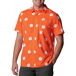 Columbia Men's Clemson Tigers Orange CLG Super Slack Tide Short Sleeve Shirt