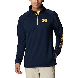 Columbia Men's Michigan Wolverines Blue PFG Terminal Tackle Quarter-Zip Pullover Shirt