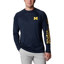 Columbia Men's Michigan Wolverines Navy Blue Terminal Tackle Long Sleeve T-Shirt