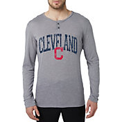Concepts Men's Cleveland Indians Grey Henley Long Sleeve Shirt