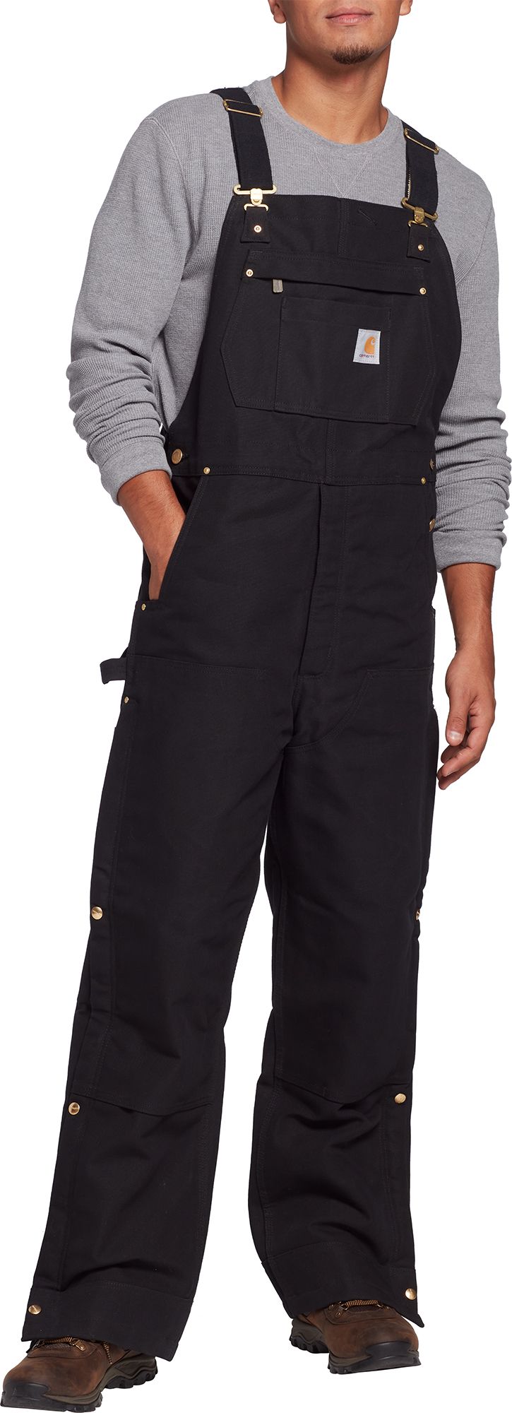 Photos - Ski Wear Carhartt Men's Loose Fit Firm Duck Insulated Bib Overalls, Large, Black 21 