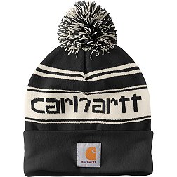 Carhartt Men's Knit Pom Pom Cuffed Logo Beanie