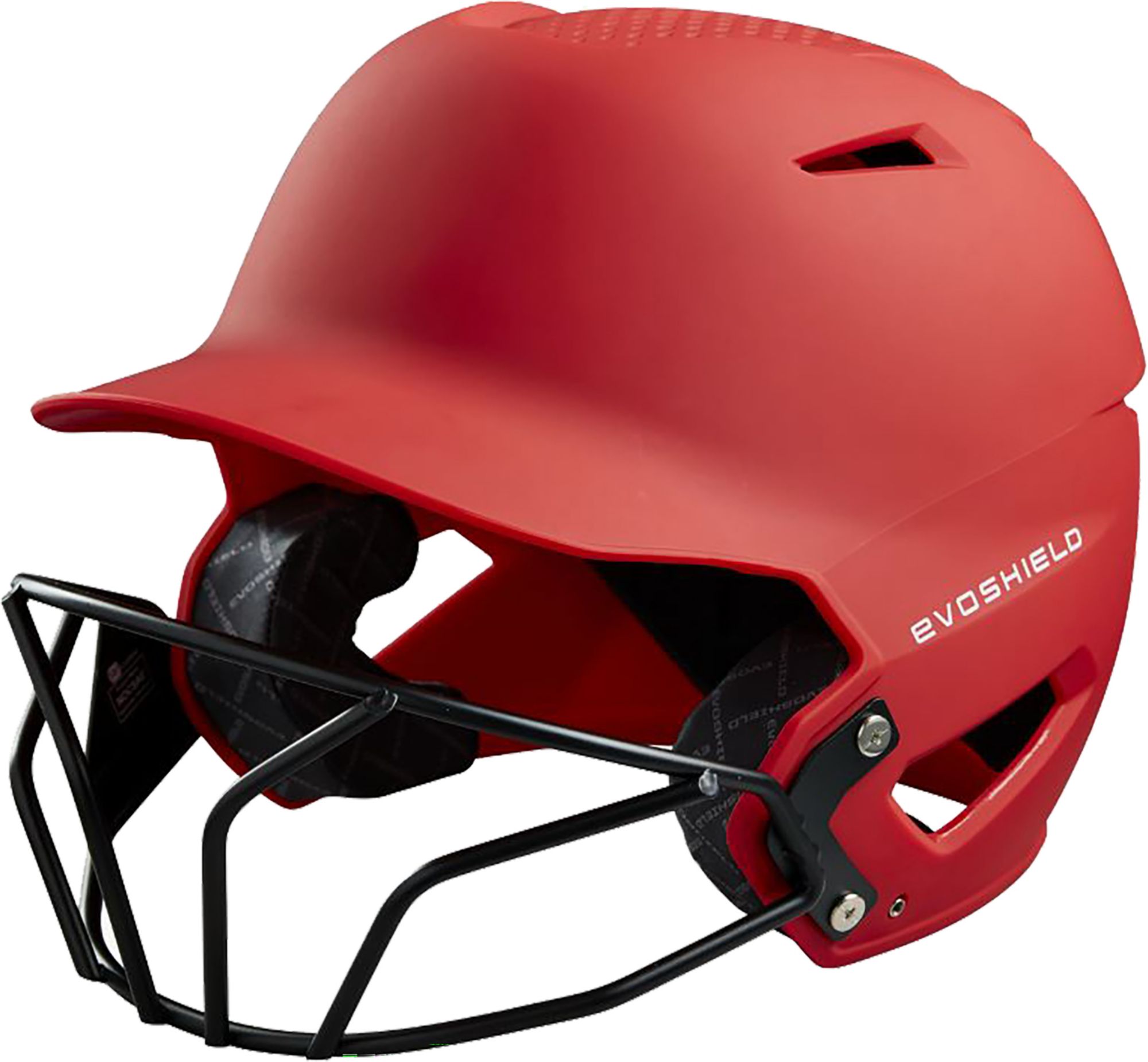 red softball helmet