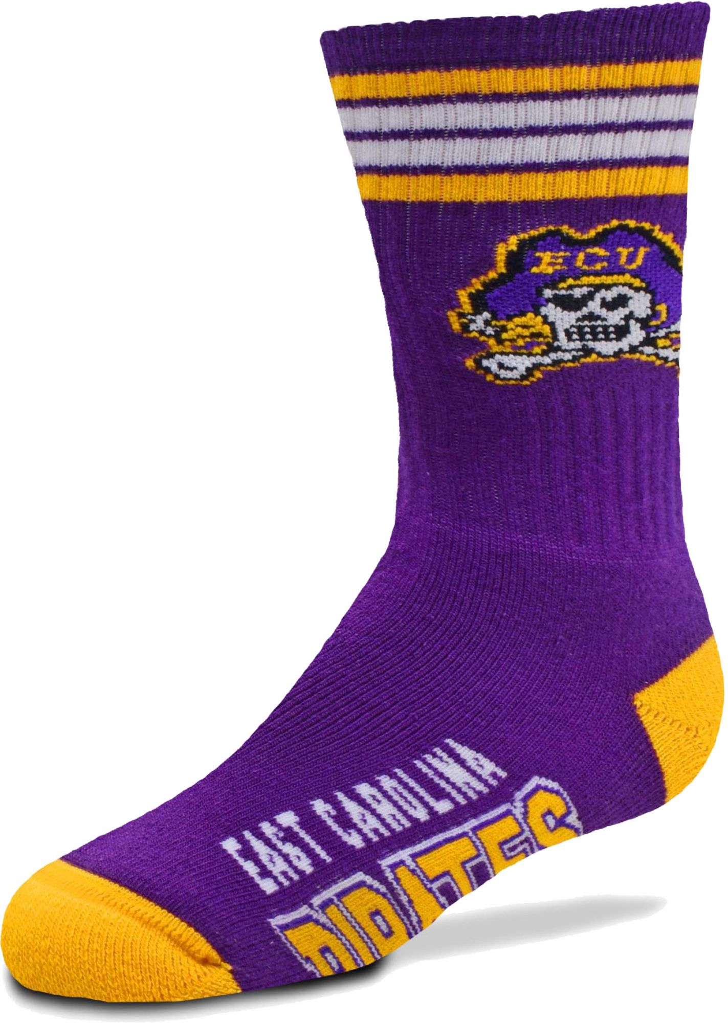 For Bare Feet Youth East Carolina Pirates 4-Stripe Deuce Socks