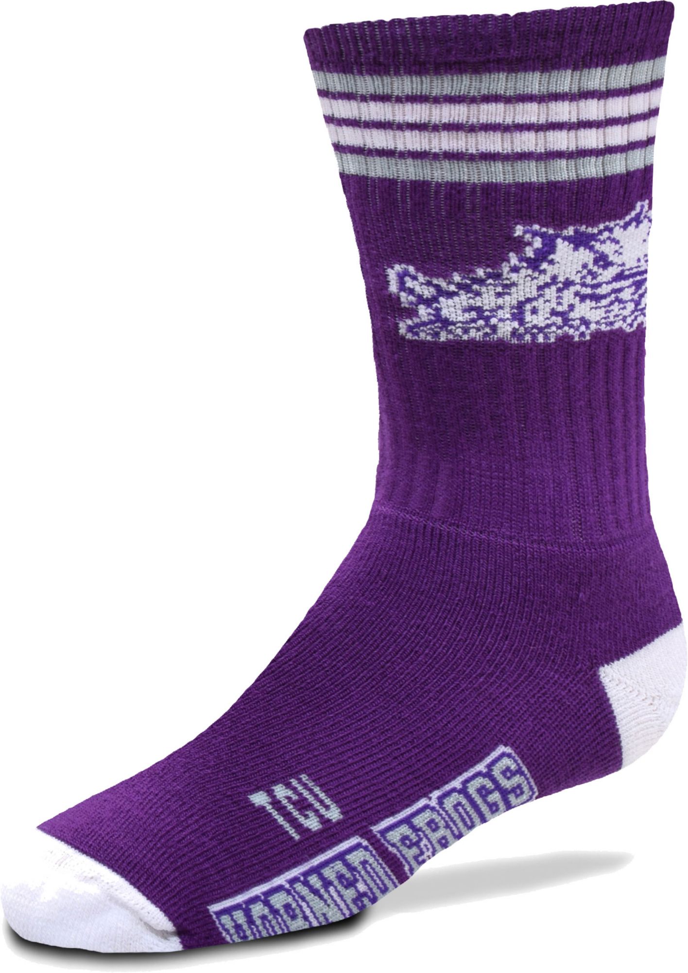 For Bare Feet Youth TCU Horned Frogs 4-Stripe Deuce Socks