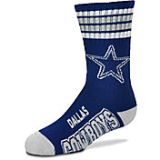 For Bare Feet Youth Dallas Cowboys 4-Stripe Deuce Crew Socks