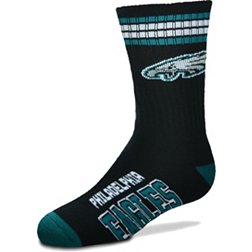 For Bare Feet Youth Philadelphia Eagles 4-Stripe Deuce Crew Socks