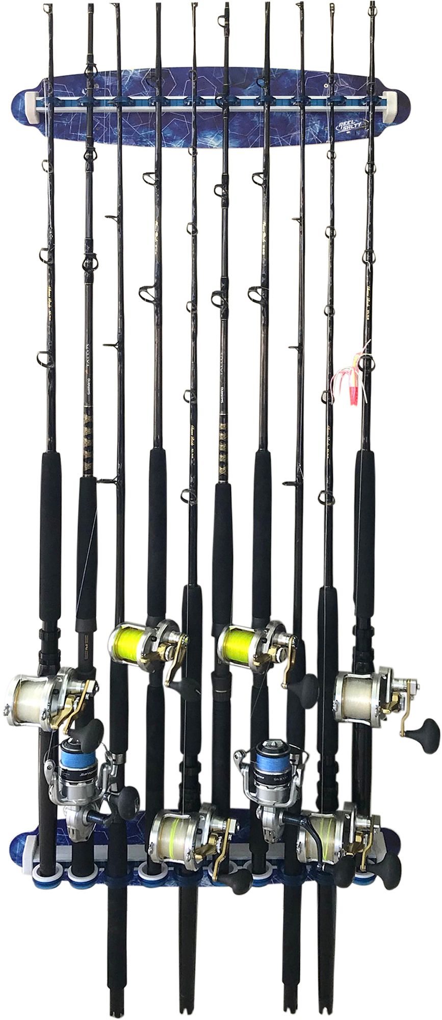 Rush Creek Reel Salty 10 Rod Wall and Ceiling Sliding Rack