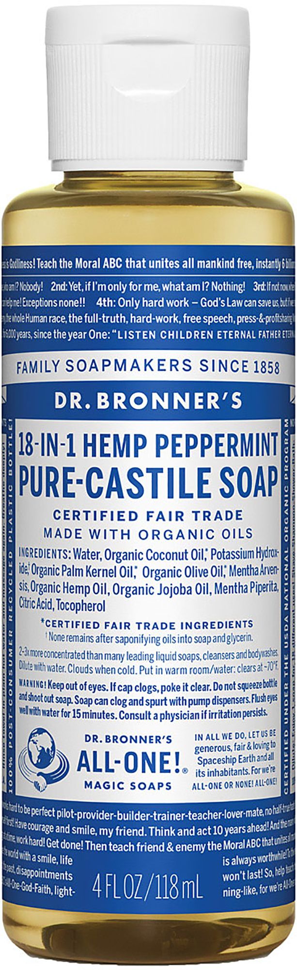 Dr. Bronner's Peppermint 4 oz Pure-Castile Soap