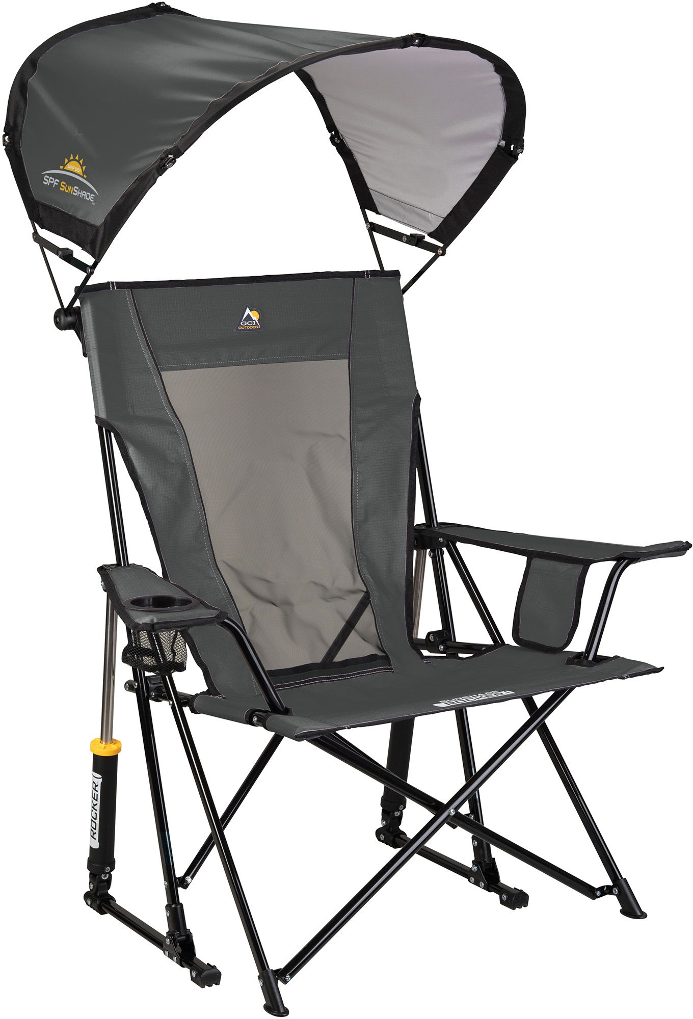 GCI Outdoor Sunshade Comfort Pro Rocker Chair, Pewter/Black