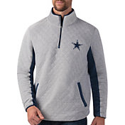 G-III Men's Dallas Cowboys Slugger Quilt Grey Half-Zip Pullover