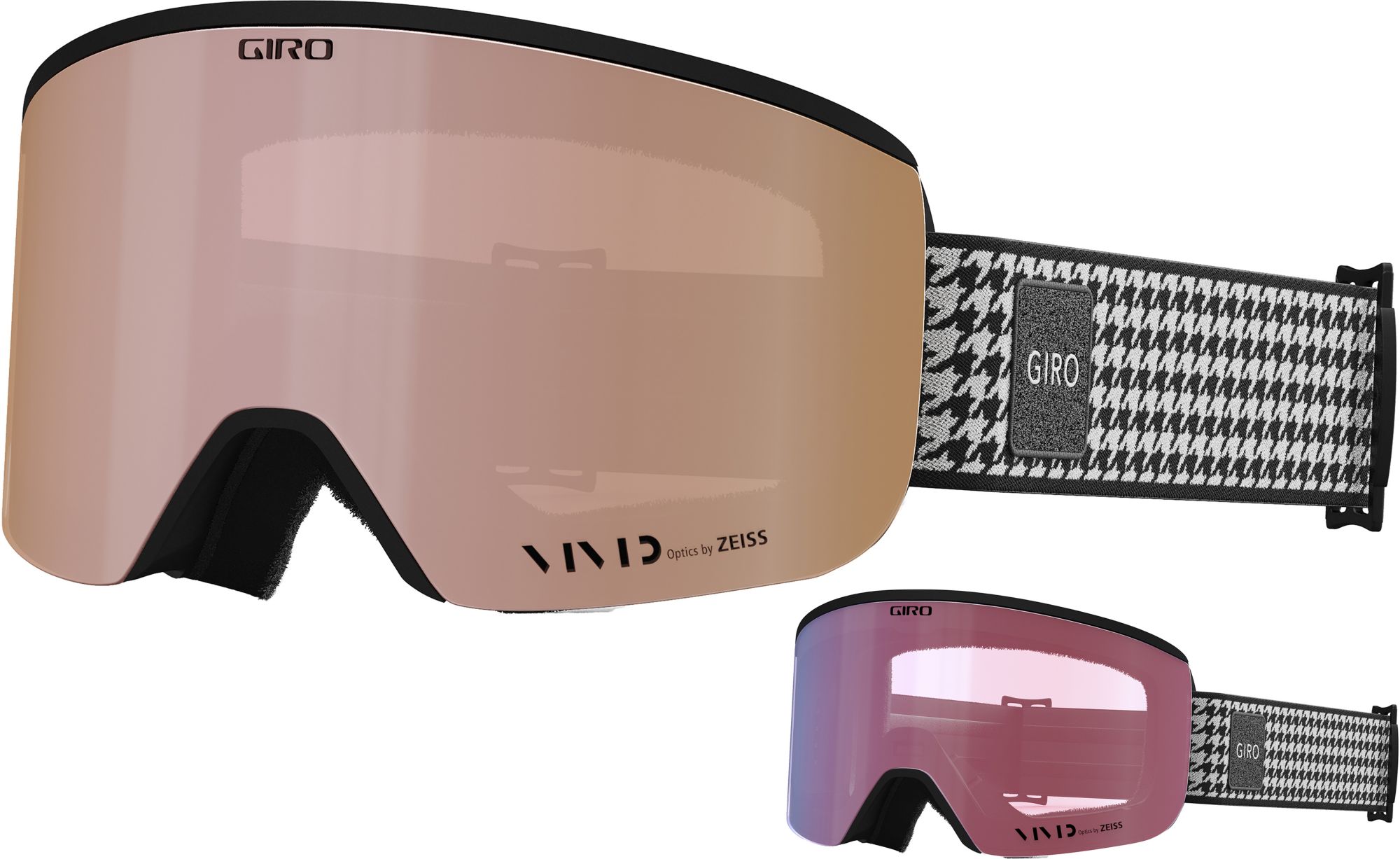 Black/White Lux Strap / Vivid Rose Gold Lens