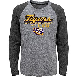 Gen2 Youth LSU Tigers Grey Script Tri-Blend Raglan Long Sleeve T-Shirt