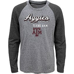 Gen2 Youth Texas A&M Aggies Grey Script Tri-Blend Raglan Long Sleeve T-Shirt
