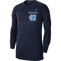 Jordan Men's North Carolina Tar Heels Navy Dri-FIT Velocity Football Sideline Long Sleeve T-Shirt