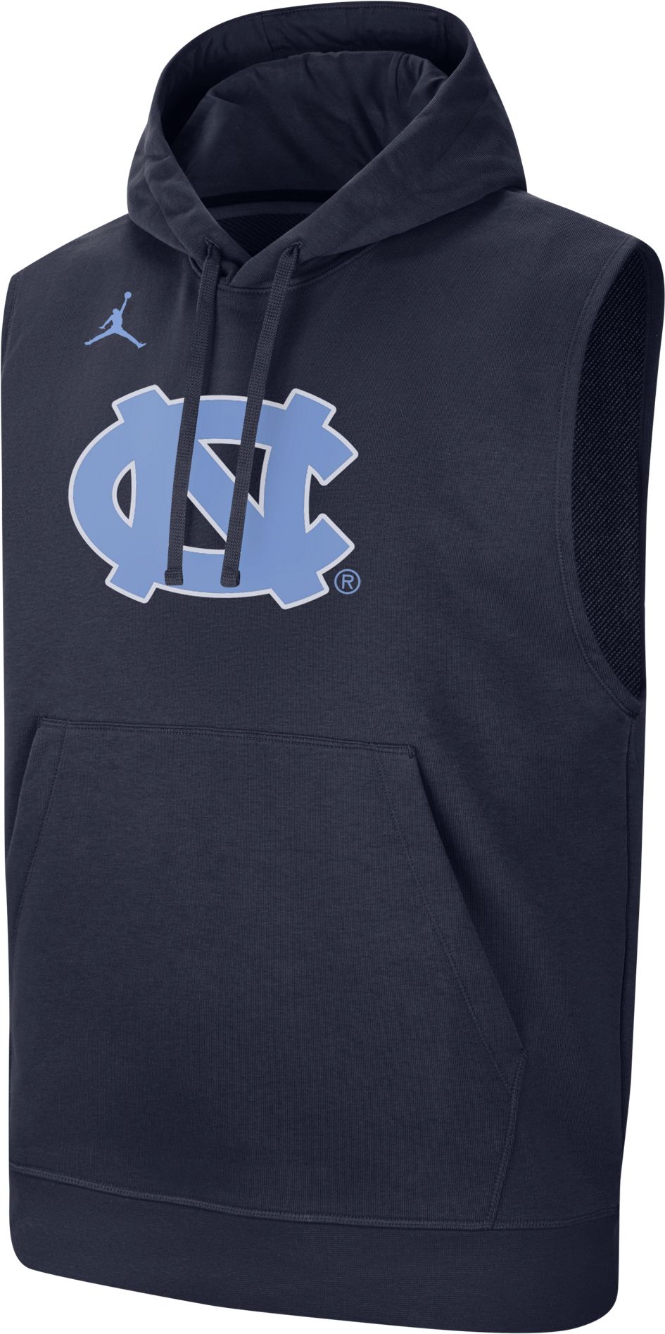 Nike UNC Jordan Brand Mens Drifit Fleece Sleeveless Hoodie - Navy