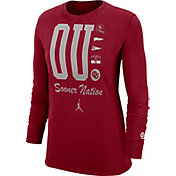 Jordan Women's Oklahoma Sooners Crimson Cuff Football Long Sleeve  T-Shirt