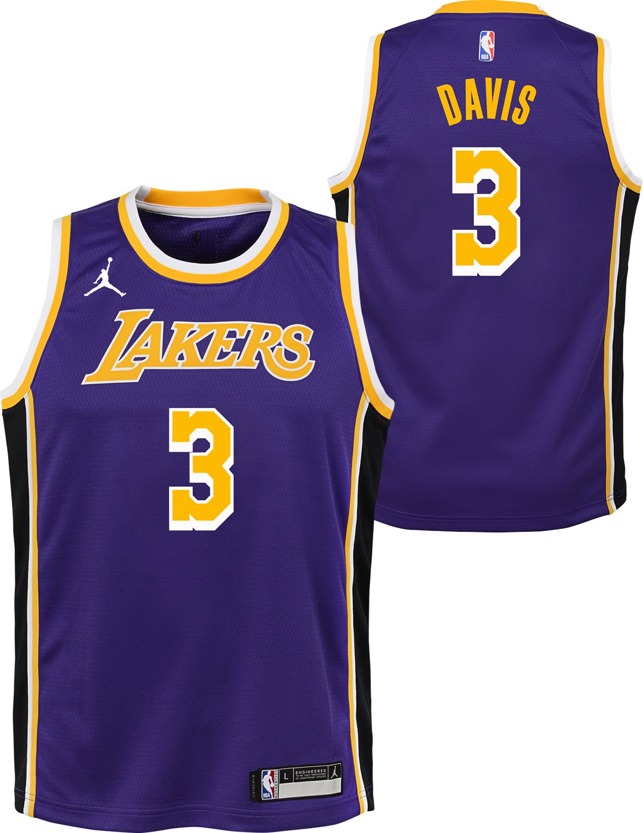 Nike Youth Los Angeles Lakers Anthony Davis #3 Purple Dri-FIT Swingman  Jersey