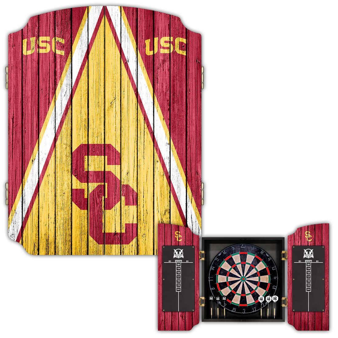 Victory Tailgate USC Trojans Dartboard Cabinet