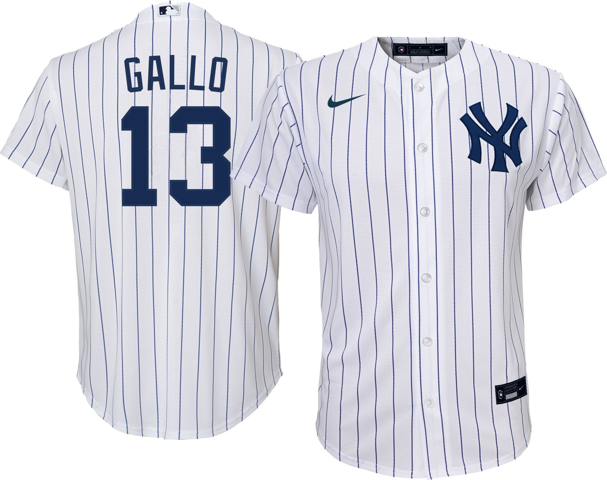 Youth New York Yankees Joey Gallo #13 White Replica Baseball Jersey