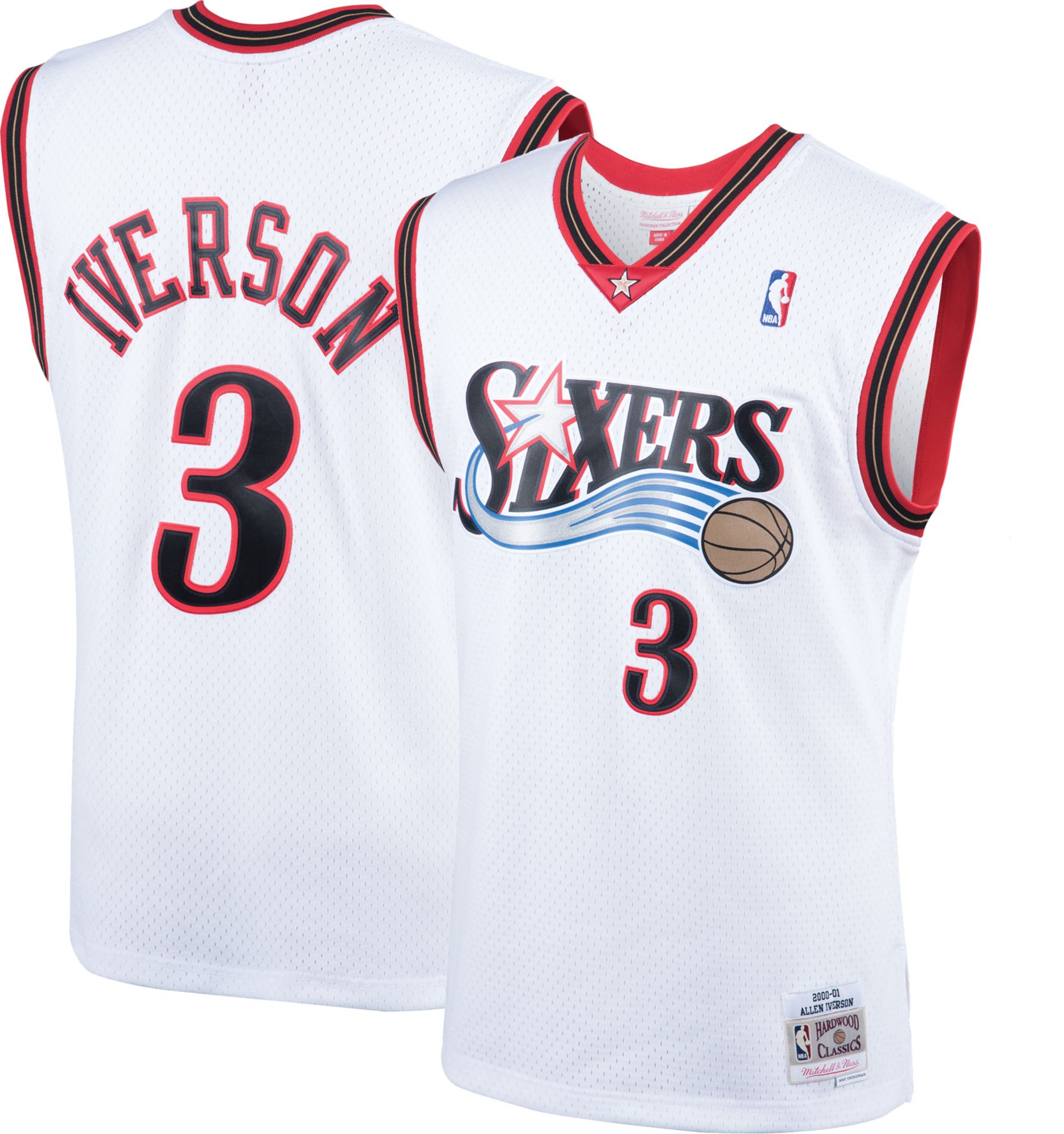 Mitchell &amp; Ness Men's 2000 Philadelphia 76ers Allen Iverson #3 White Hardwood Classics Swingman Jersey