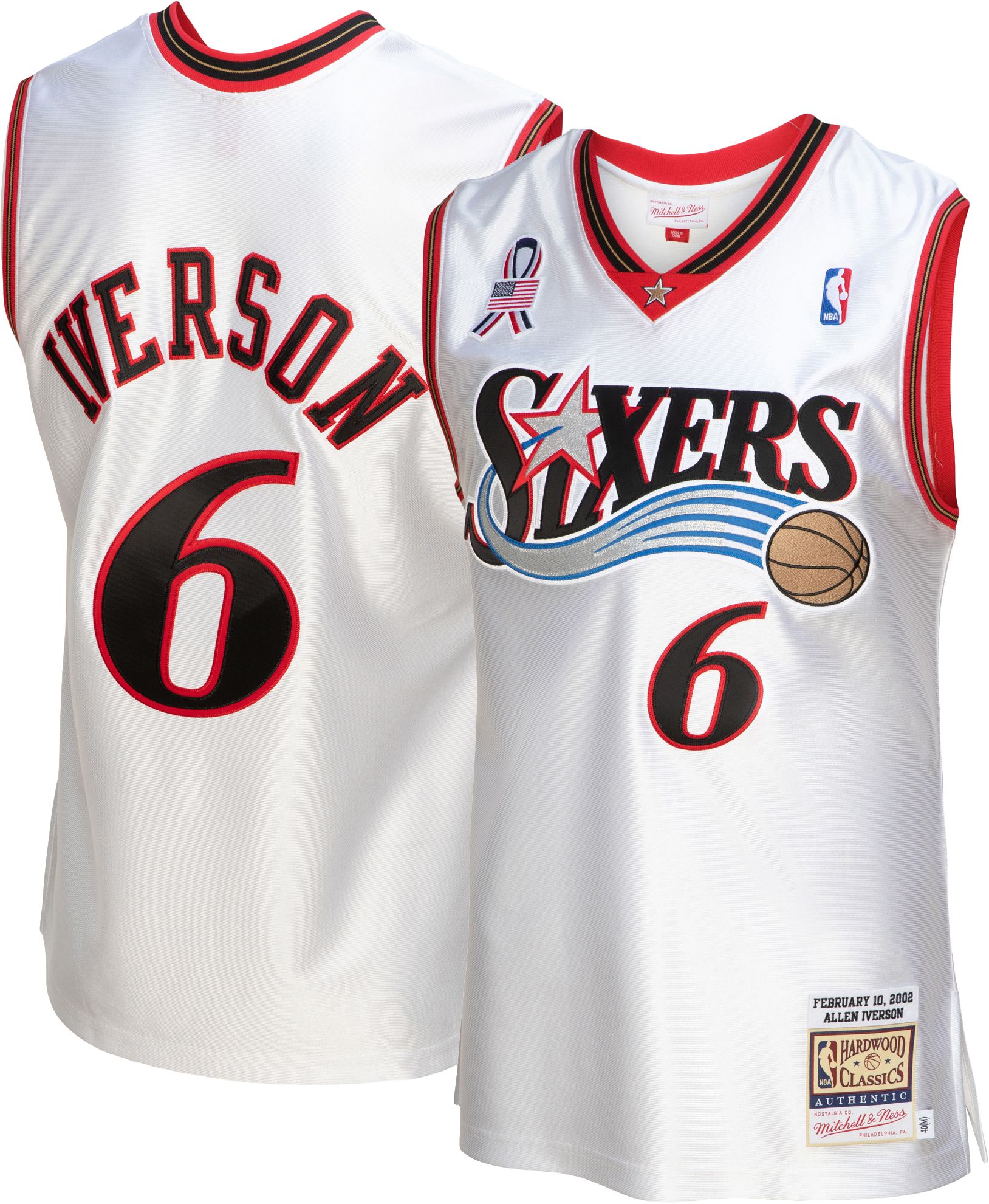 Mitchell & Ness Men's 2002 Philadelphia 76ers Allen Iverson White Hardwood Classics Authentic Jersey