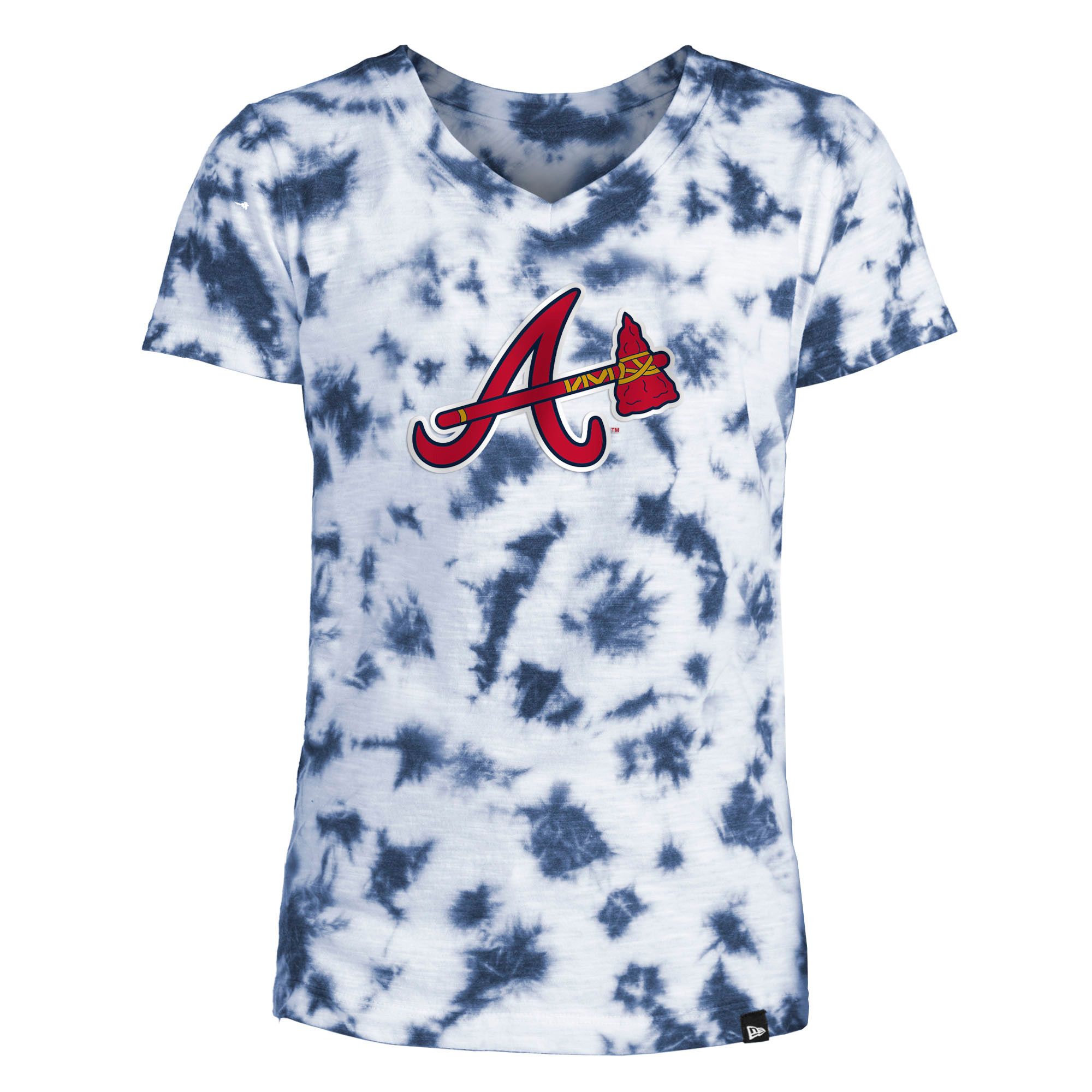 Youth Girls' Atlanta Braves Blue Tie Dye V-Neck T-Shirt