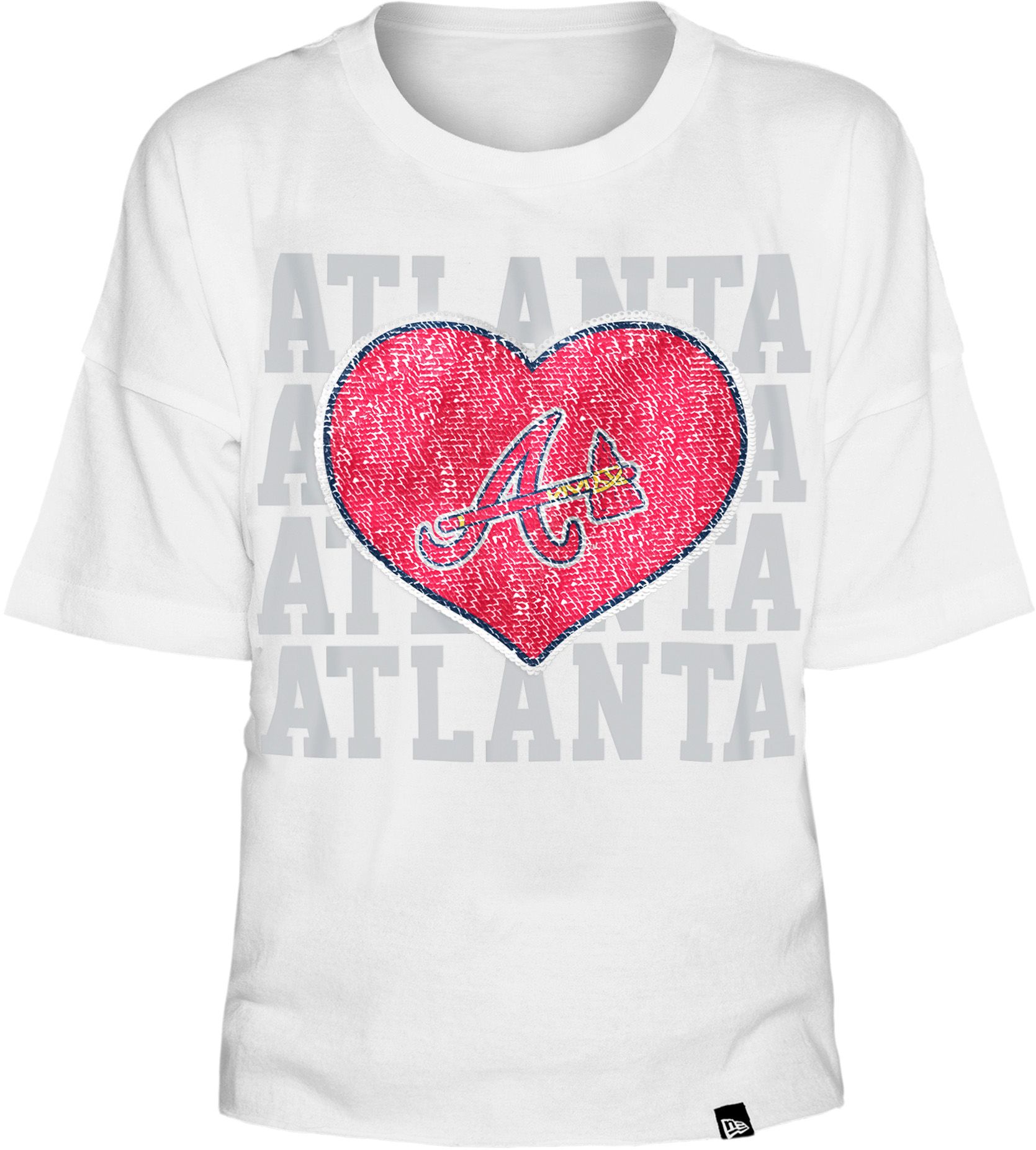 Women's Atlanta Braves New Era White/Navy Lace-Up Long Sleeve T-Shirt