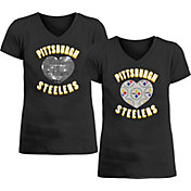 New Era Apparel Girl's Pittsburgh Steelers Sequins Heart Black T-Shirt