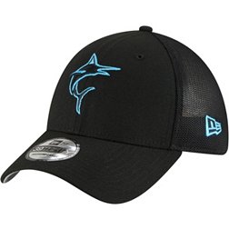 New Era Men's Miami Marlins Batting Practice Black 39Thirty Stretch Fit Hat